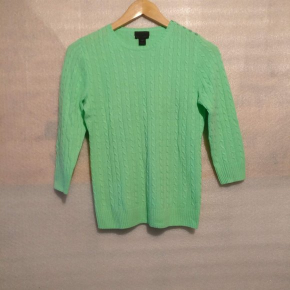 650cad J.Crew Collection pure ITALIAN CASHMERE Fisherman Sweater Cable Rib knit - Picture 2 of 8